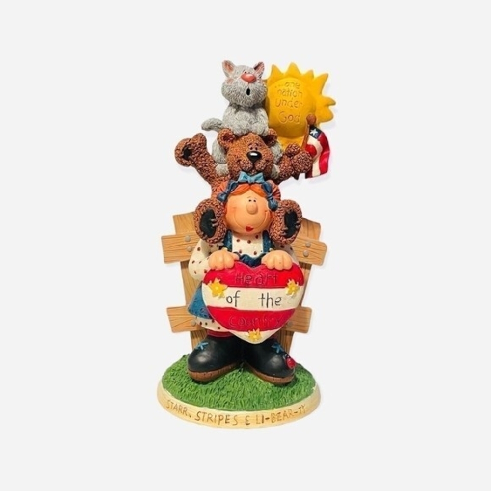 Center Street Design Li-Bear-ty Stars Stripes Ceramic Figurine 5.5" 4th July NIB